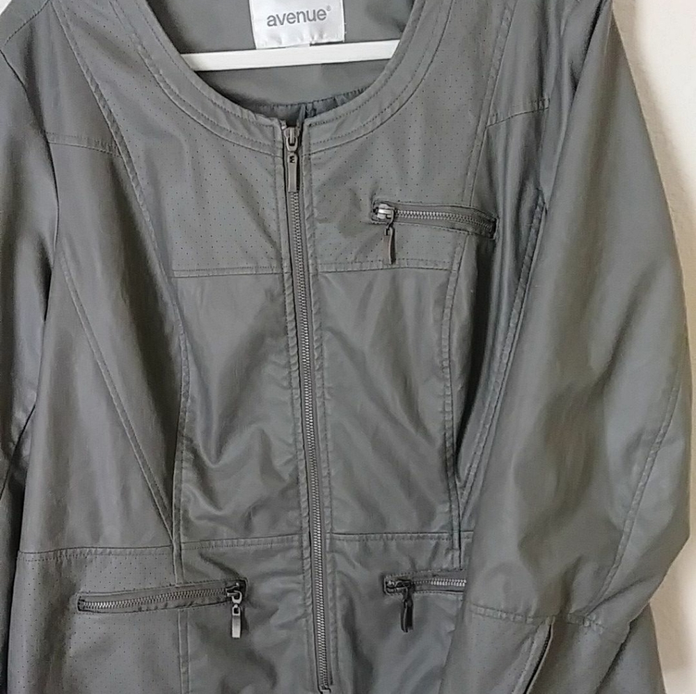 Olive Plus size Avenue Faux Leather Jacket18/20